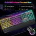 Ant Esports KM500 Pro Wireless Gaming Keyboard and Mouse Combo, LED Backlit Rechargeable 2000mAh Battery, Mechanical Feel Anti-ghosting Keyboard + 6D 3200DPI Mice for PC Gamer (Black)
